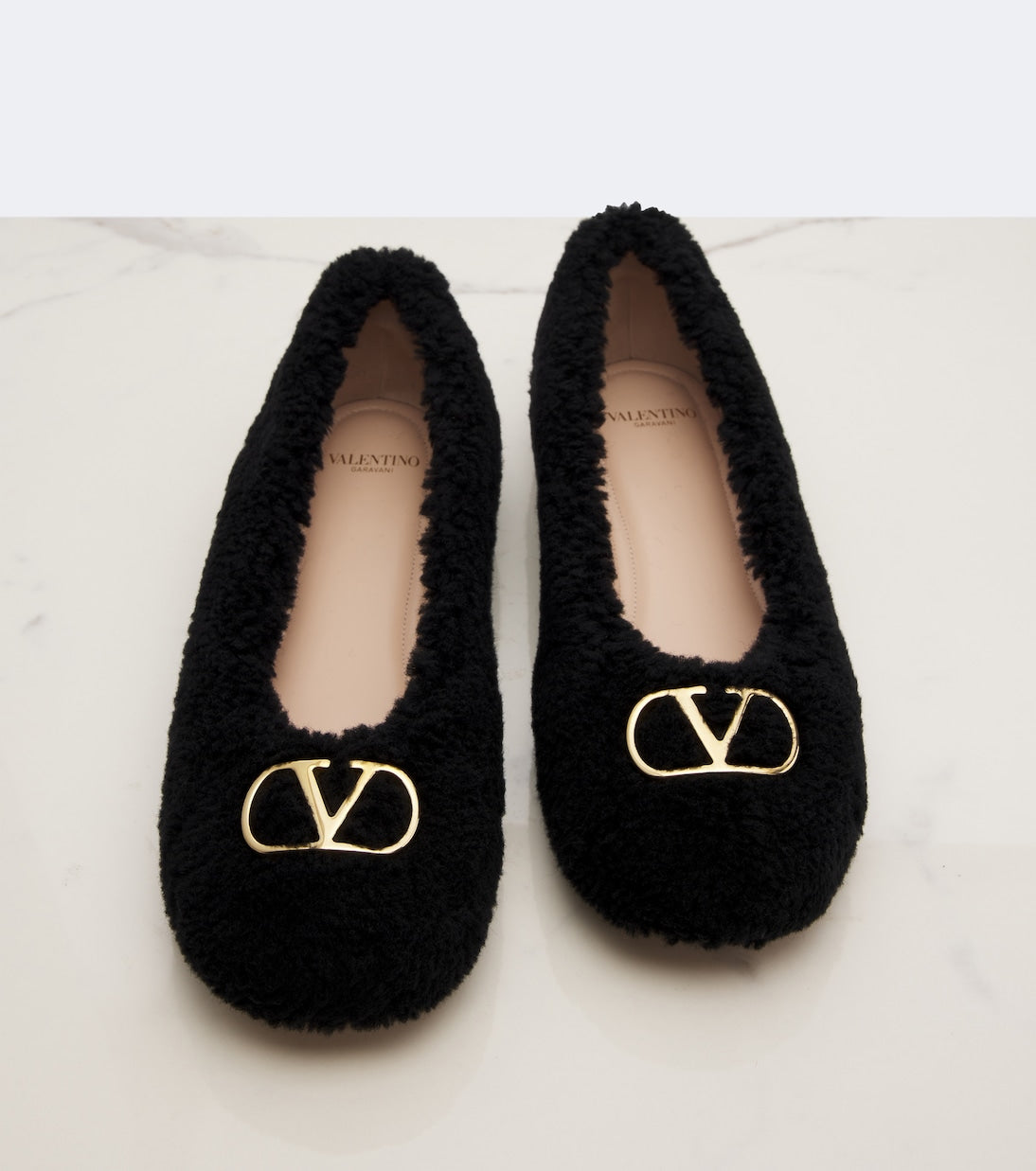 Valentino Garavani VLogo Teddy Ballet Flats – Black