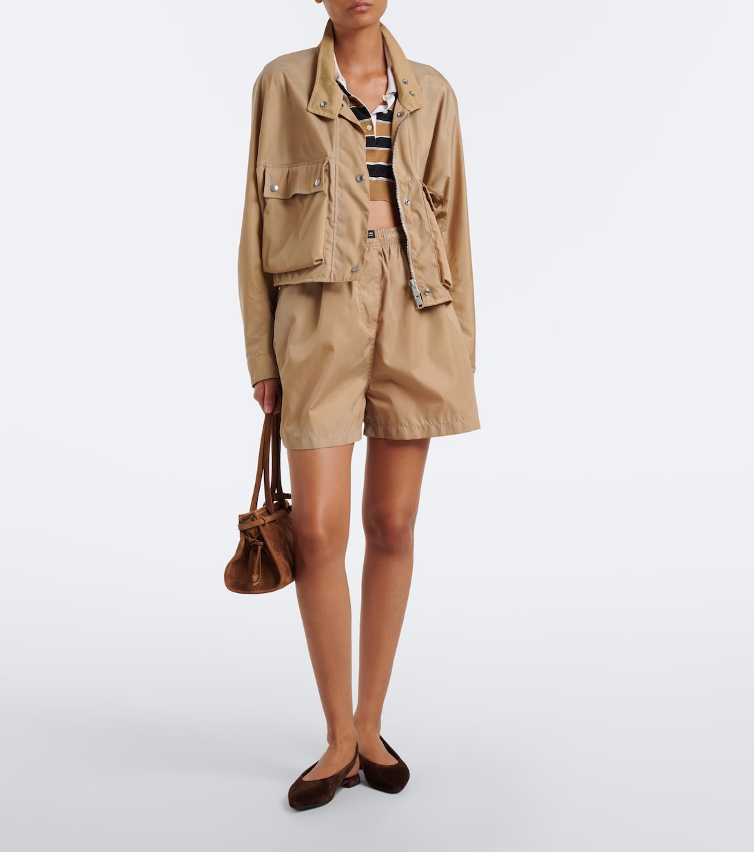 Prada Suede Slingback Ballet Flats – Brown