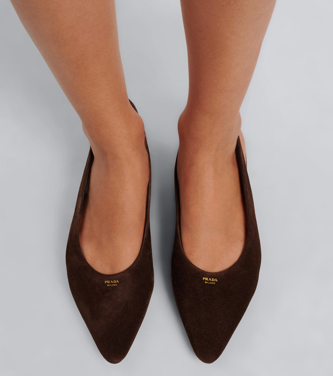 Prada Suede Slingback Ballet Flats – Brown