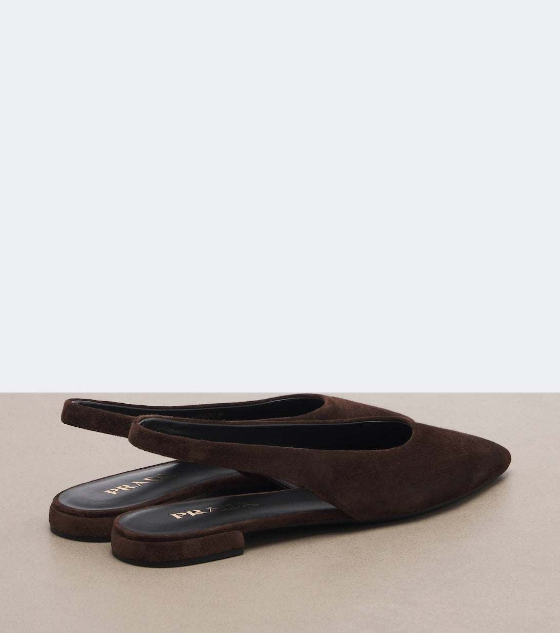 Prada Suede Slingback Ballet Flats – Brown