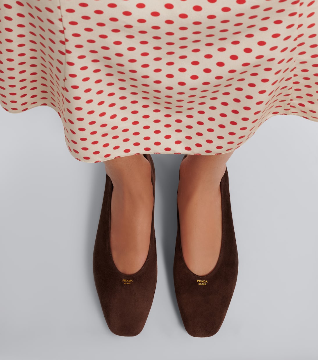 Prada Suede Ballet Flats – Brown