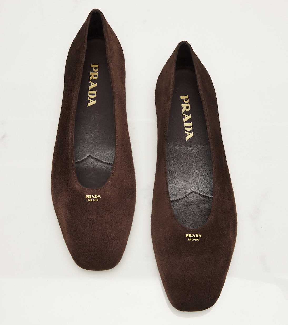 Prada Suede Ballet Flats – Brown
