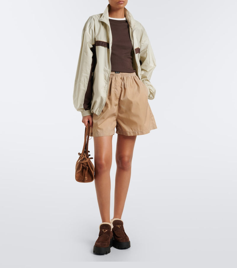 Prada Logo Shearling-Lined Suede Ankle Boots – Brown