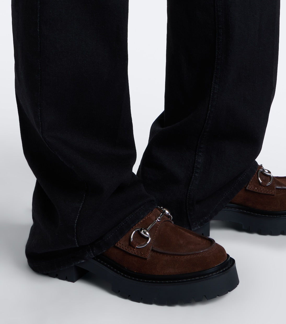Gucci Rhody Horsebit Suede Platform Loafers – Brown