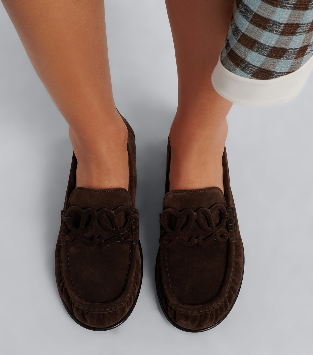 Loewe Double L Suede Loafers – Dark Chocolate