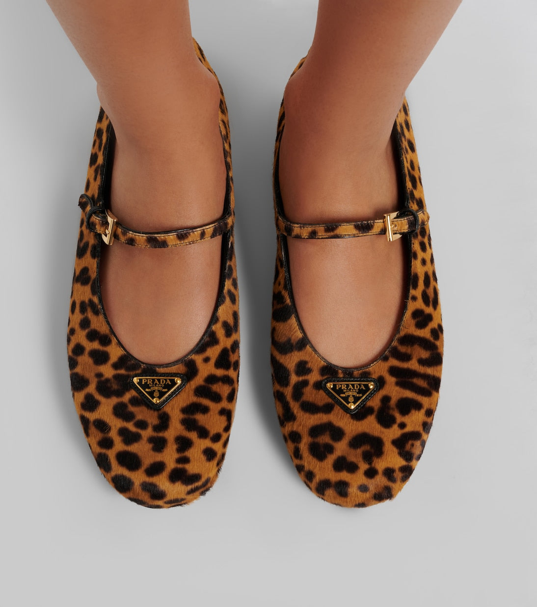 Prada Leopard-Print Mary Jane Flats