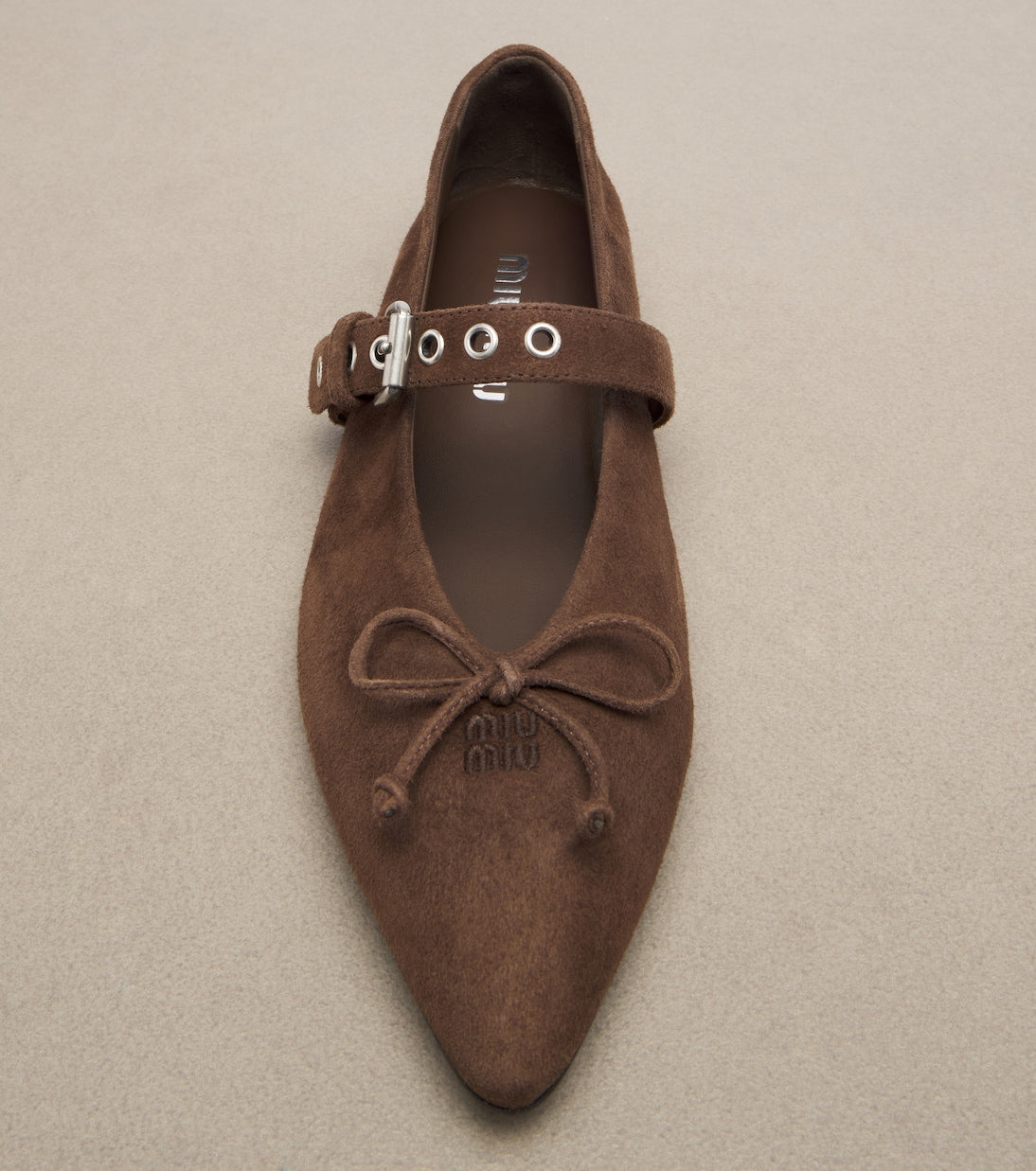 Miu Miu Suede Ballet Flats – Brown