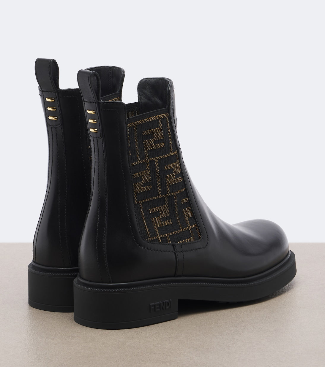 Fendi Commando FF Zucca Leather Chelsea Boots – Black