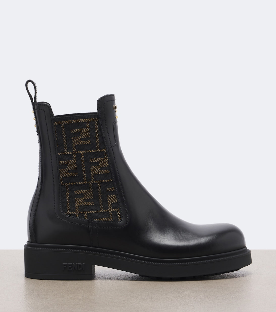 Fendi Commando FF Zucca Leather Chelsea Boots – Black