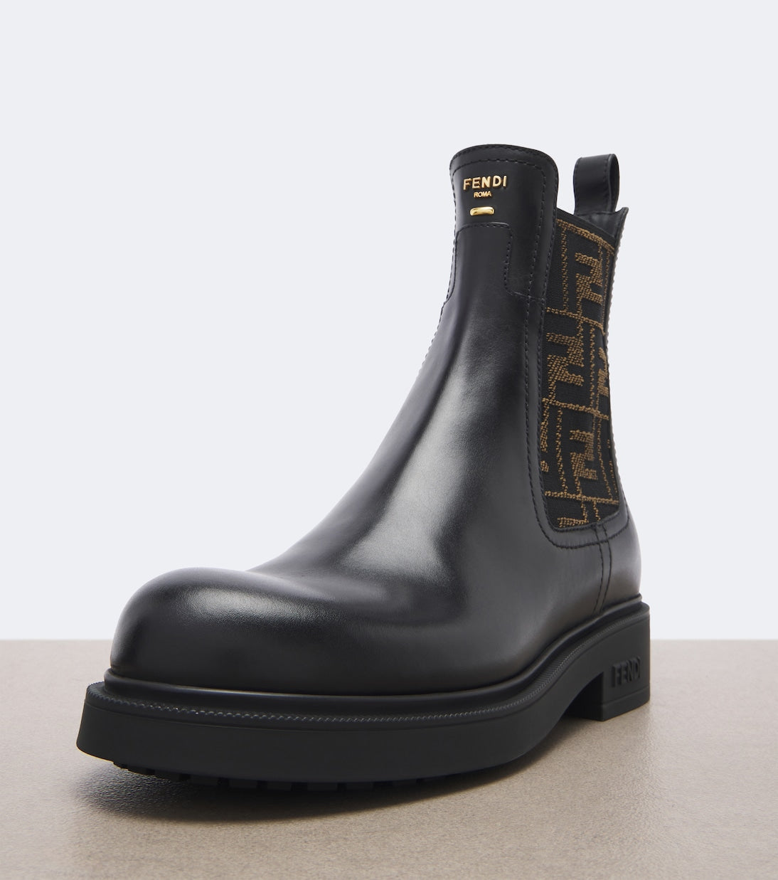 Fendi Commando FF Zucca Leather Chelsea Boots – Black