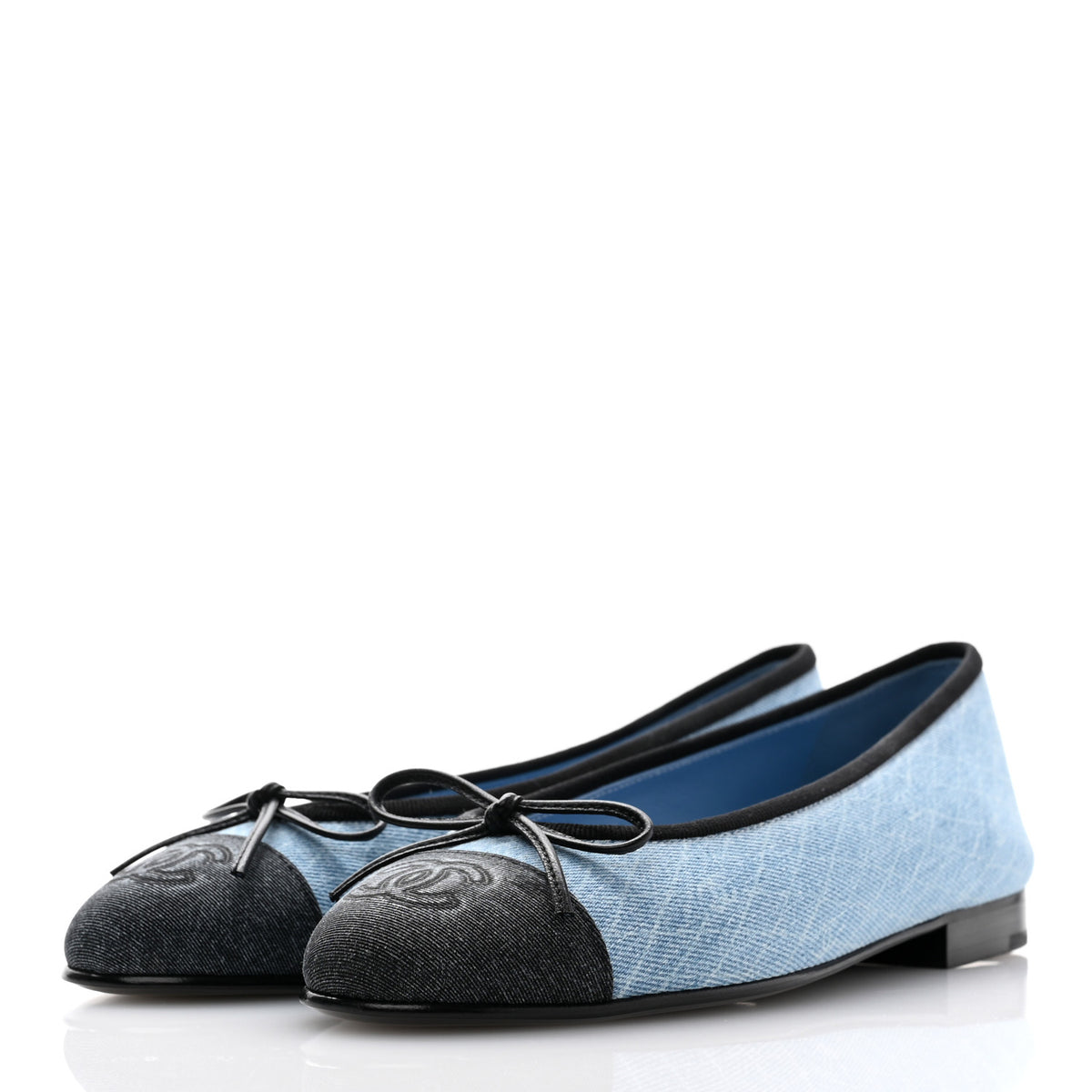 Chanel Light Blue Dark Grey Ballet Flat