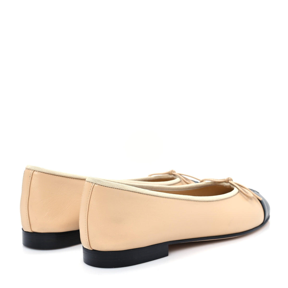 Chanel Beige Black Ballet Flat
