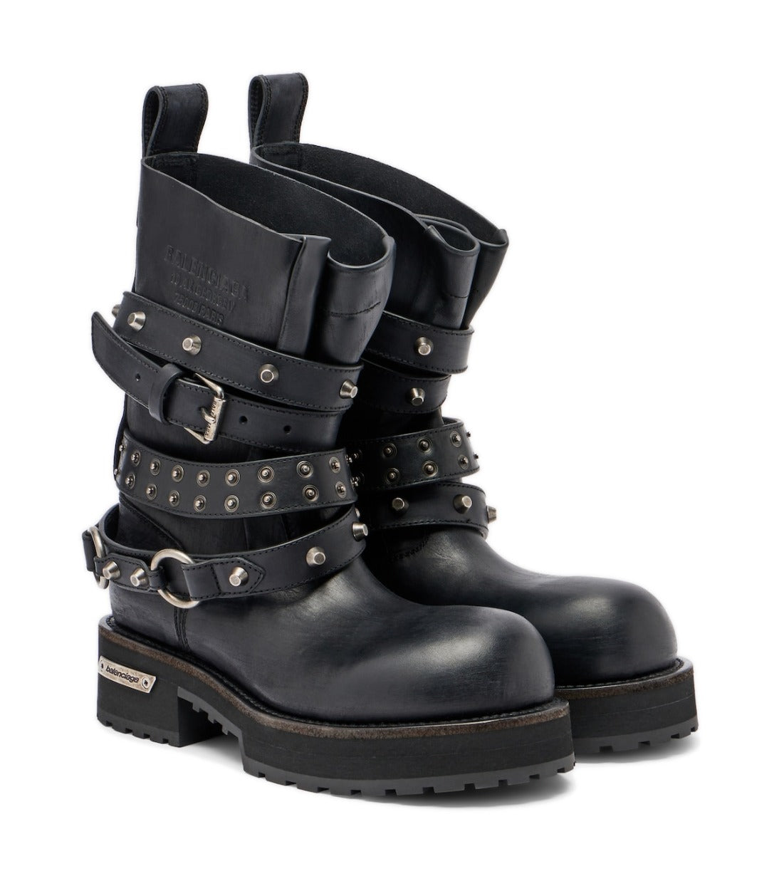 Balenciaga Venom City Leather Biker Boots – Black