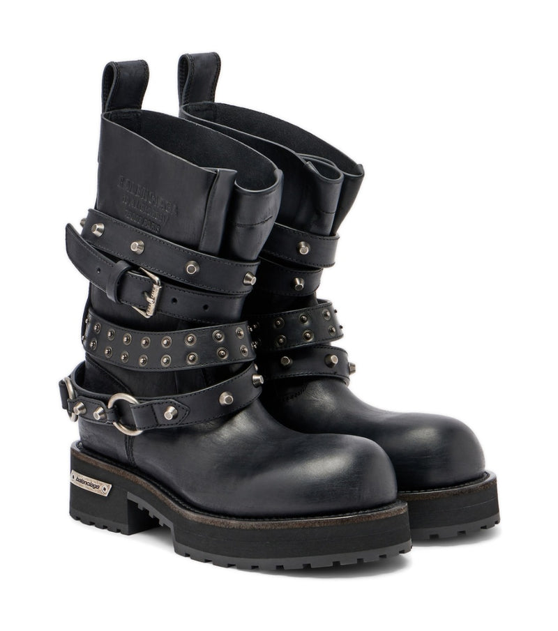 Balenciaga Venom City Leather Biker Boots – Black