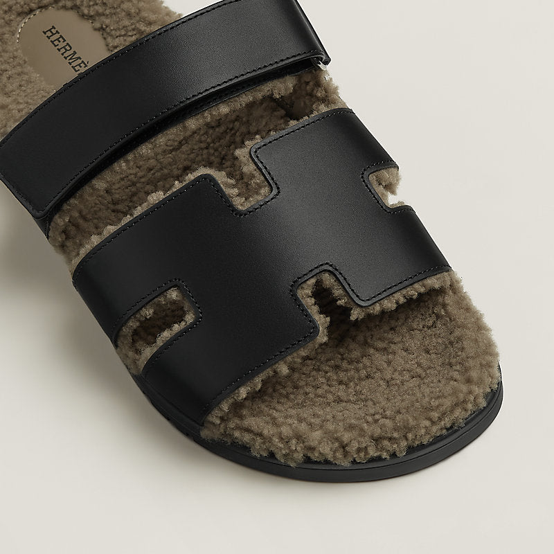 Hermès Chypre Sandal Men – Noir / Étoupe