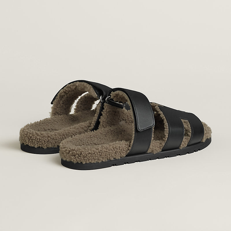 Hermès Chypre Sandal Men – Noir / Étoupe