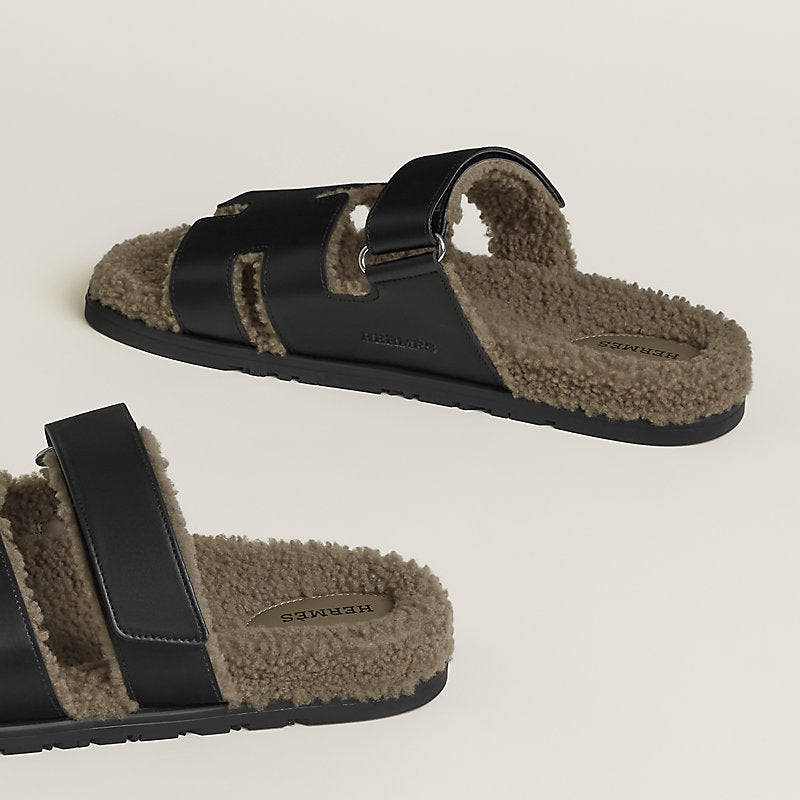 Hermès Chypre Sandal Men – Noir / Étoupe