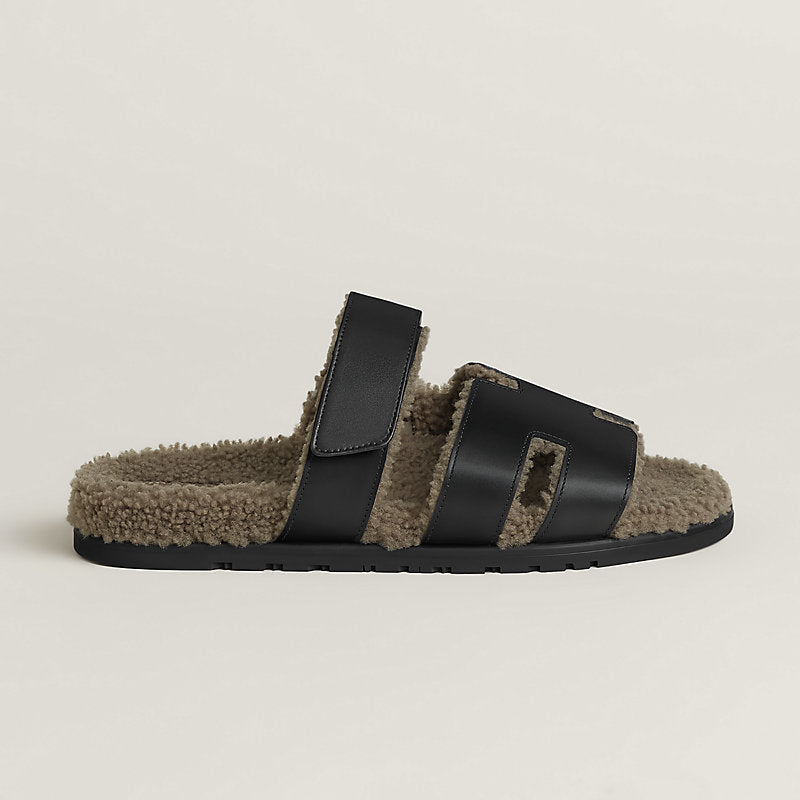 Hermès Chypre Sandal Men – Noir / Étoupe