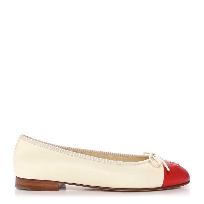 Chanel Beige White Rouge Flat