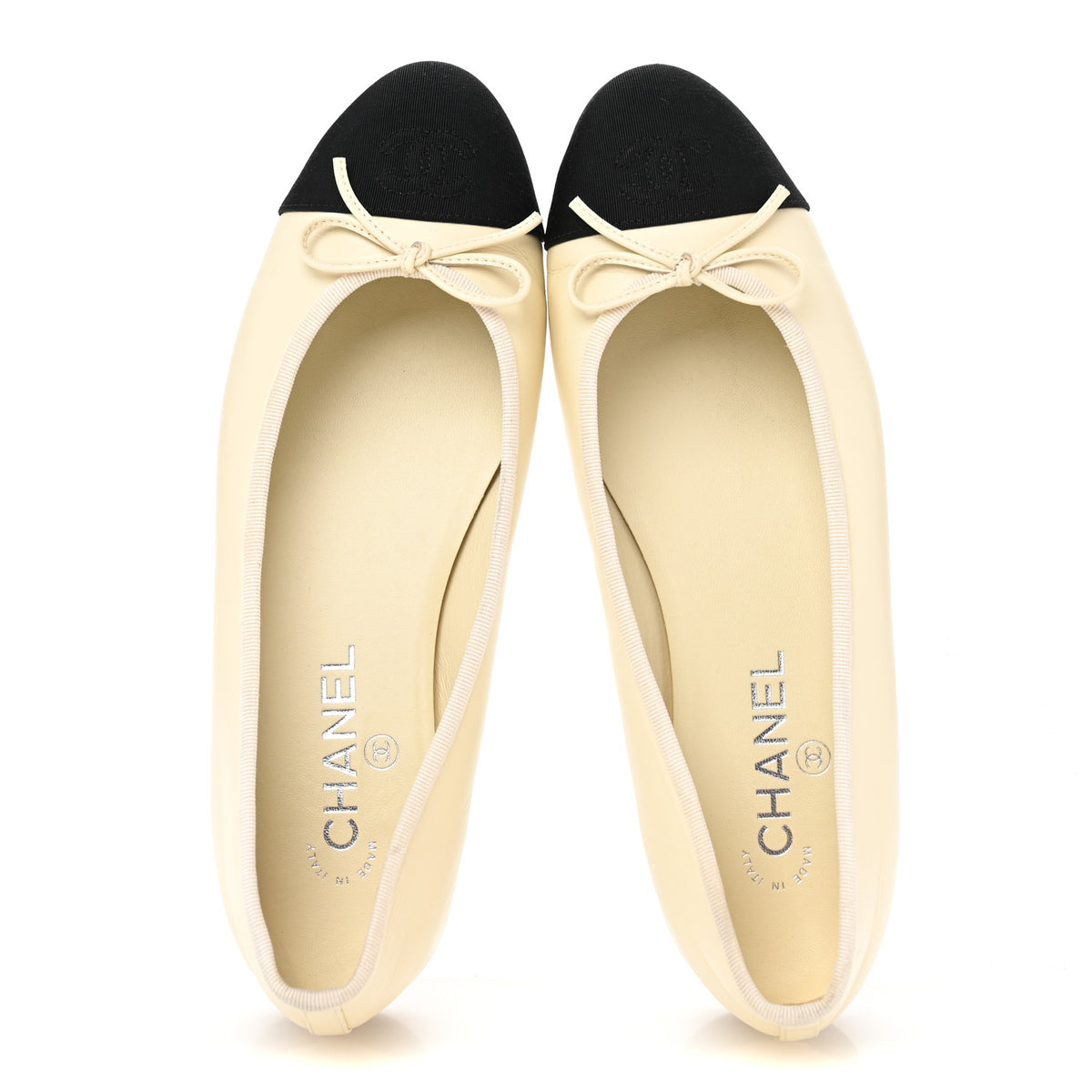 Chanel Ivory Black Ballet Flat
