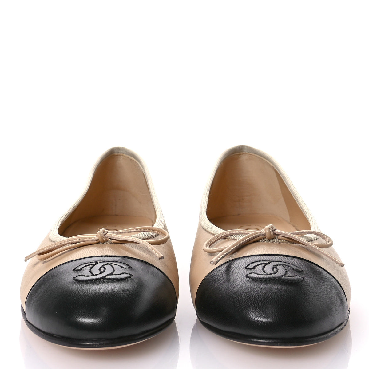 Chanel Beige Black Ballet Flat