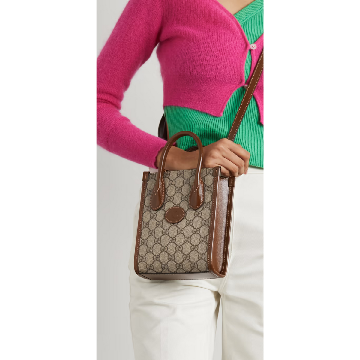 GG-Canvas & Leather Tote Bag