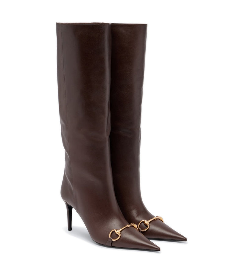 Gucci Donna Horsebit Leather Knee-High Boots – Brown