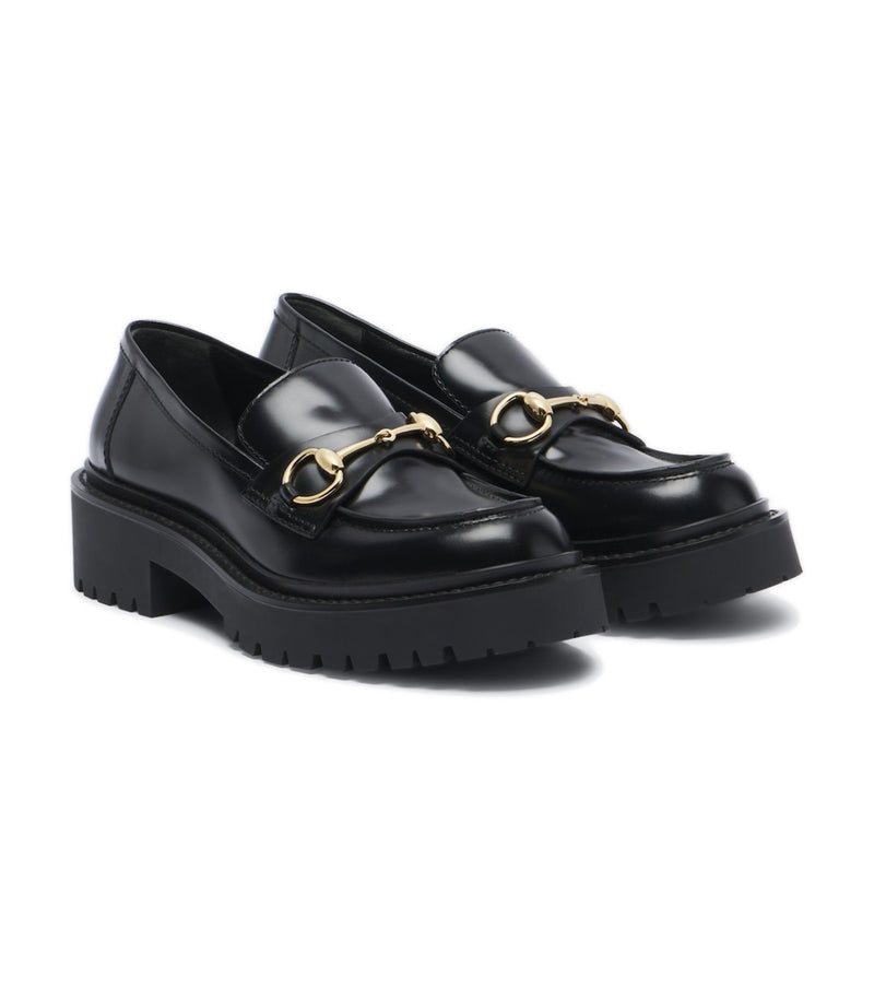 Gucci Rhody Horsebit Leather Platform Loafers – Black