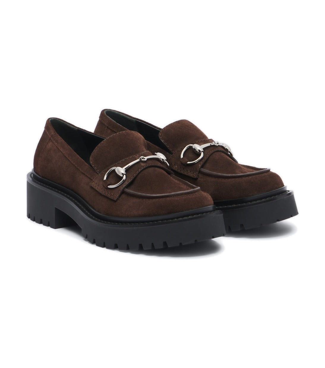 Gucci Rhody Horsebit Suede Platform Loafers – Brown