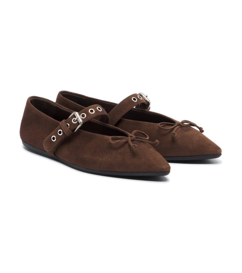Miu Miu Suede Ballet Flats – Brown