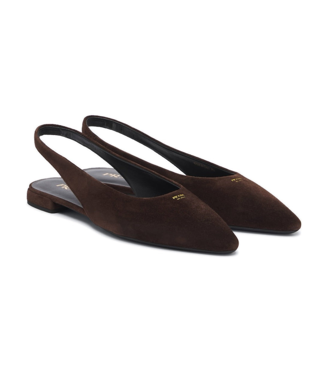Prada Suede Slingback Ballet Flats – Brown