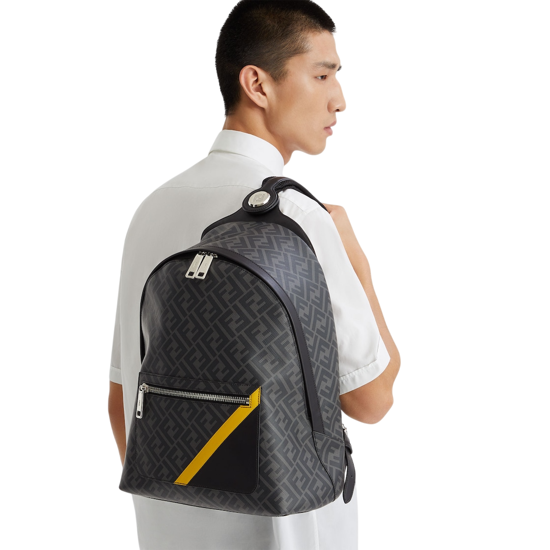 Fendi Diagonal Fendi Chiodo Medium Black