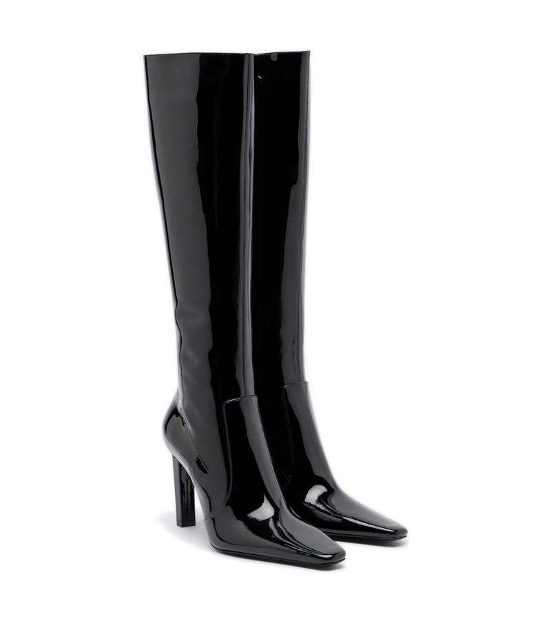 Saint Laurent Françoise Patent Leather Knee-High Boots – Black