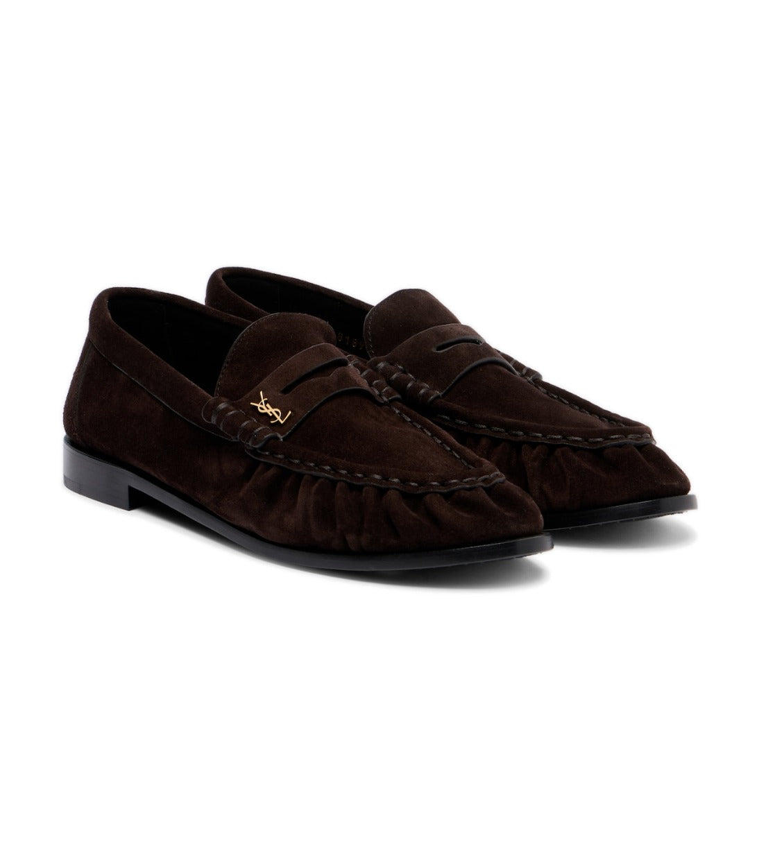 Saint Laurent Le Loafer Cassandre Suede Penny Loafers – Brown